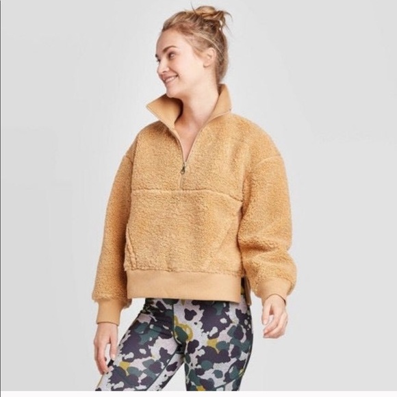 JoyLab Jackets & Blazers - NWT joylab tan Sherpa teddy pullover extra large